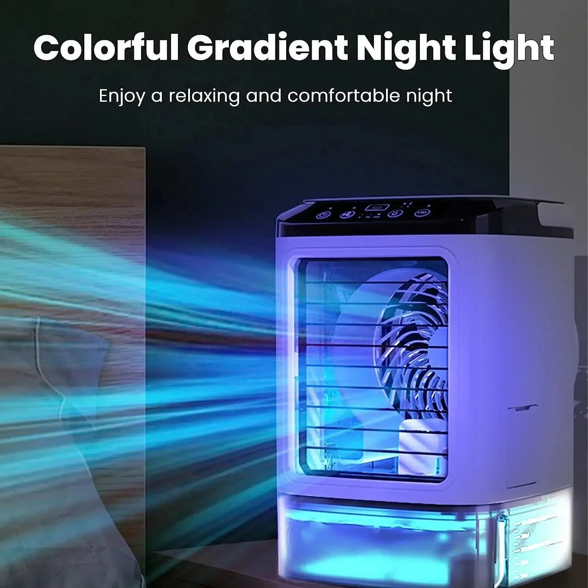 Belro 3-speed portable outdoor air conditioner with ultrasonic cooling, compact design for home and garden use