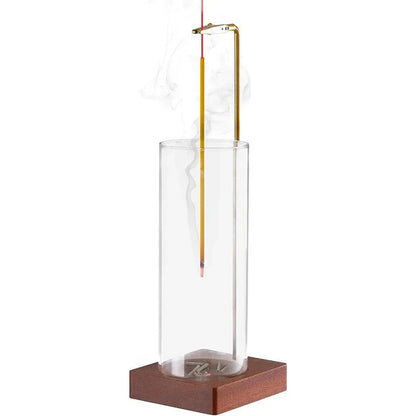 Belro glass incense holder with removable ash catcher, elegant design for burning incense sticks in health and beauty spaces