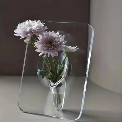 Modern acrylic picture frame with decorative flower vase by Belro, designed for home decor and garden styling.
