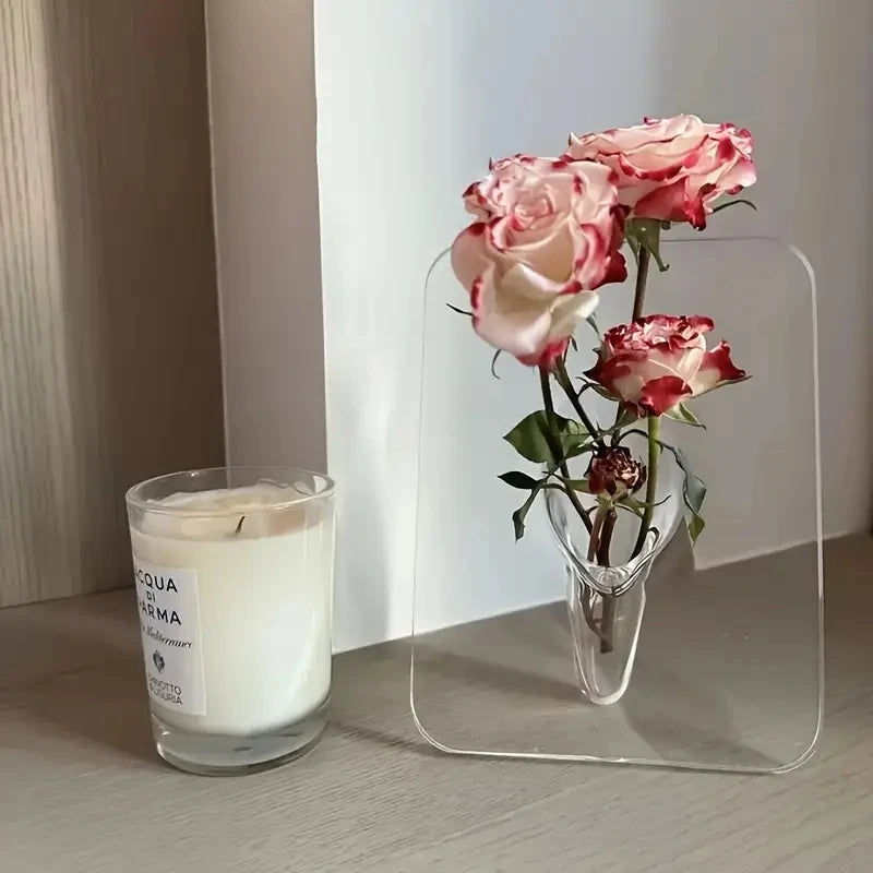 Modern acrylic picture frame with decorative flower design by Belro, suitable for home decor and garden display.