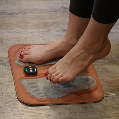 Mivoza Deutschland foot stimulator for neuropathy pain relief, portable and rechargeable device with foot pads and control panel.