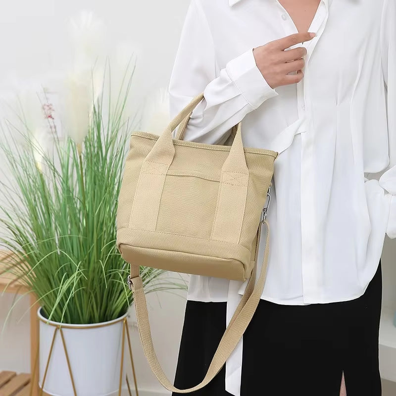 Mivoza Japanese-inspired canvas tote bag with inner pockets, lightweight and reusable for daily use.