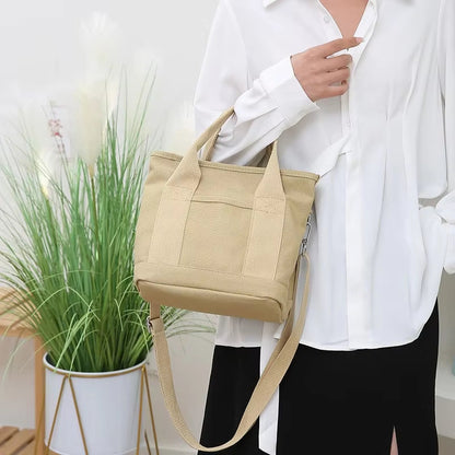 Mivoza Japanese-inspired canvas tote bag with inner pockets, lightweight and reusable for daily use.