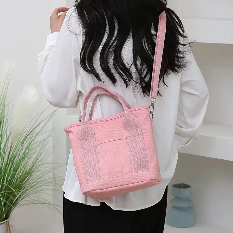 Mivoza Japanese-inspired canvas tote bag with inner pockets, lightweight, reusable, and stylish for casual carry.