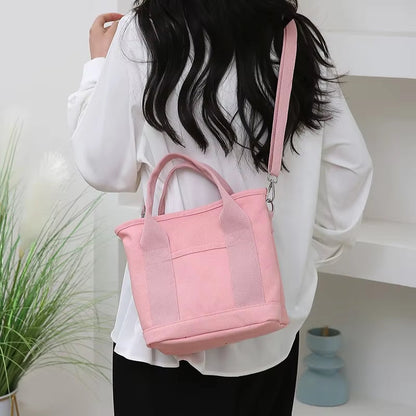 Mivoza Japanese-inspired canvas tote bag with inner pockets, lightweight, reusable, and stylish for casual carry.
