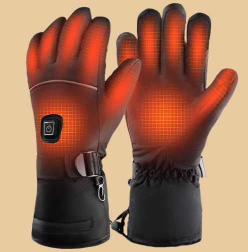 Two pairs of Belro heated gloves, black and gray, designed for warmth and comfort in cold weather outdoor activities.