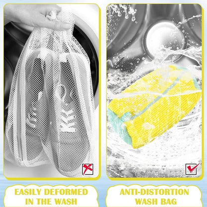 Belro 2-piece shoes washing bags for laundry, footwear cleaning accessory with mesh design for gentle cleaning of shoes.