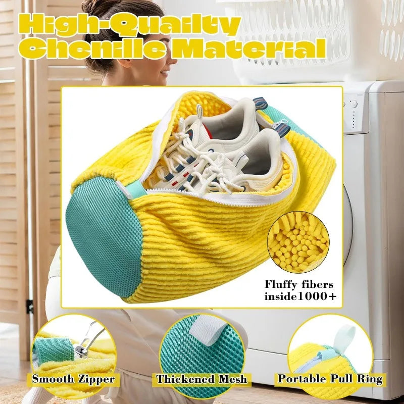 Belro 2-pack shoes washing bags for laundry, footwear cleaning, durable mesh bags for washing sneakers and shoes.