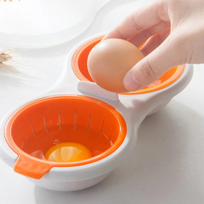 Belro microwave egg poacher in a kitchen setting, showing its non-stick surface and compact design for easy egg cooking