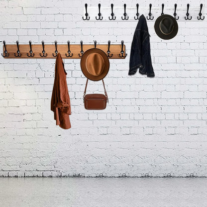 Wooden wall-mounted coat rack with 10 hooks from Belro, ideal for hanging jackets and coats in entryways or hallways.