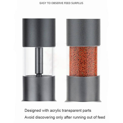 Mini Fish Feeder from Belro in an aquarium, showing its compact design and feeding mechanism for pet fish.