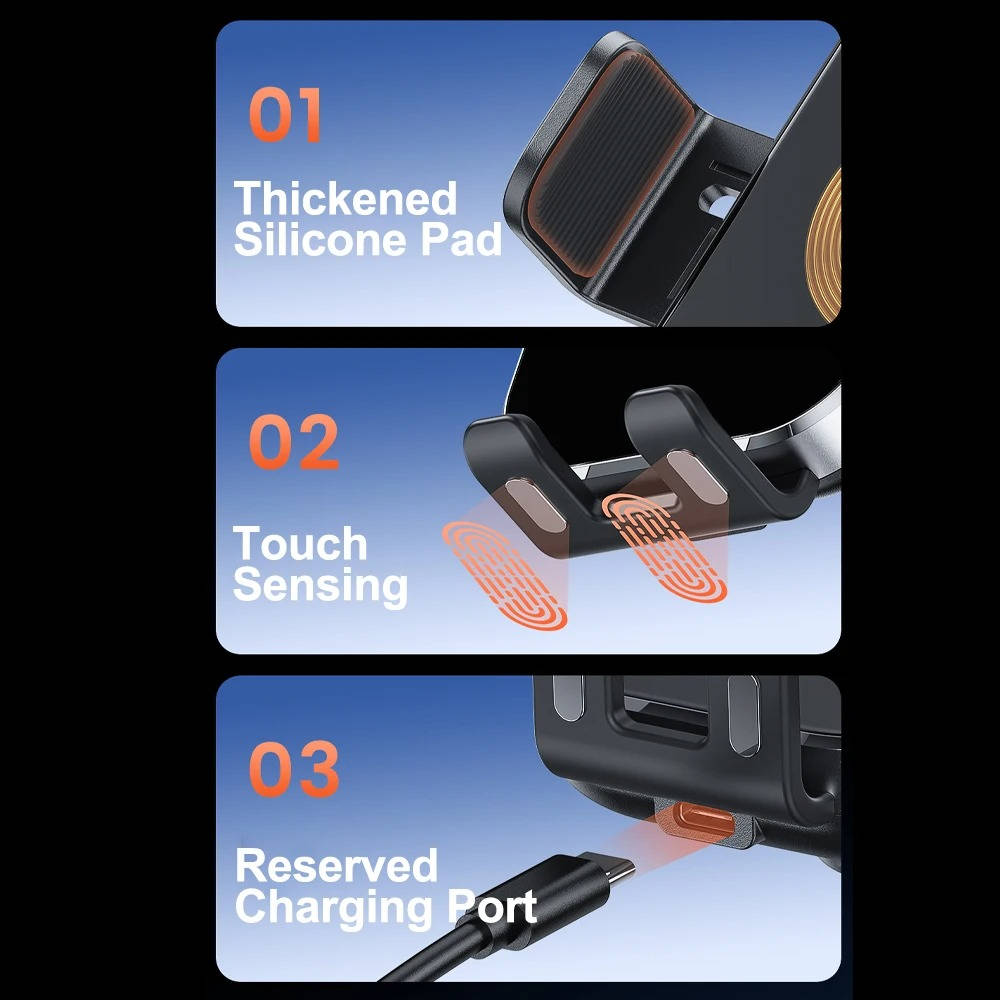 Belro wireless car charger phone mount attached to a car dashboard with a smartphone held securely in place.