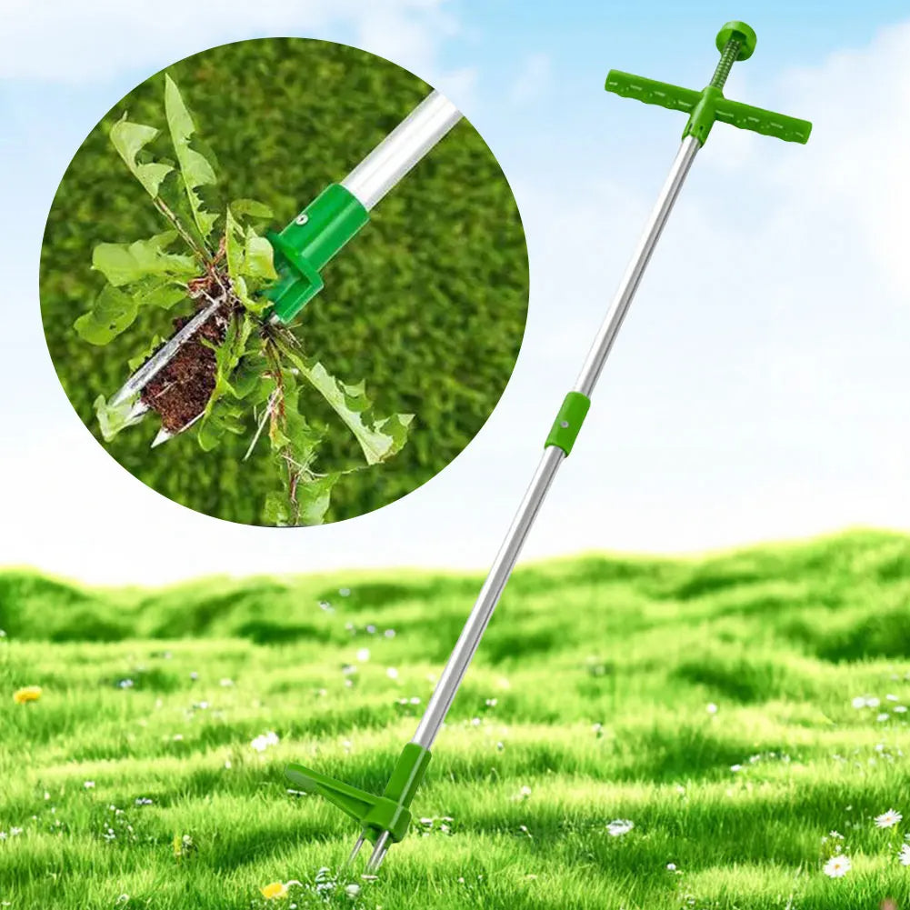 Belro long handle weed puller tool with foot pedal and claw design for easy garden weed removal in outdoor gardening.