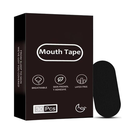 Belro Mouth Tapes for anti-snoring, health sleep aid, shown on a person’s mouth to promote better breathing during sleep.