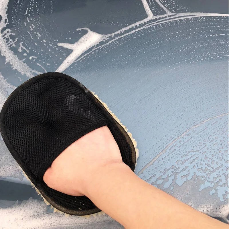 Belro microfiber car cleaning cloth draped over a clean car surface, showcasing its soft, absorbent material for home and garden use.