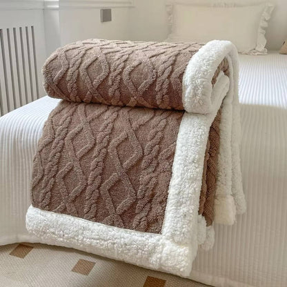 Belro men's fleece blanket with soft, cozy fabric, shown draped for warmth and comfort in a casual setting.