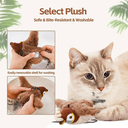 Belro interactive cat chase toy with colorful feathers and moving parts, designed to entertain and engage cats during playtime.