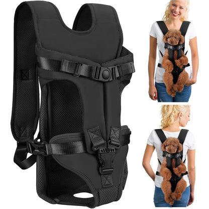Belro dog carrying backpack with breathable mesh and adjustable straps, designed for comfortable pet transport.