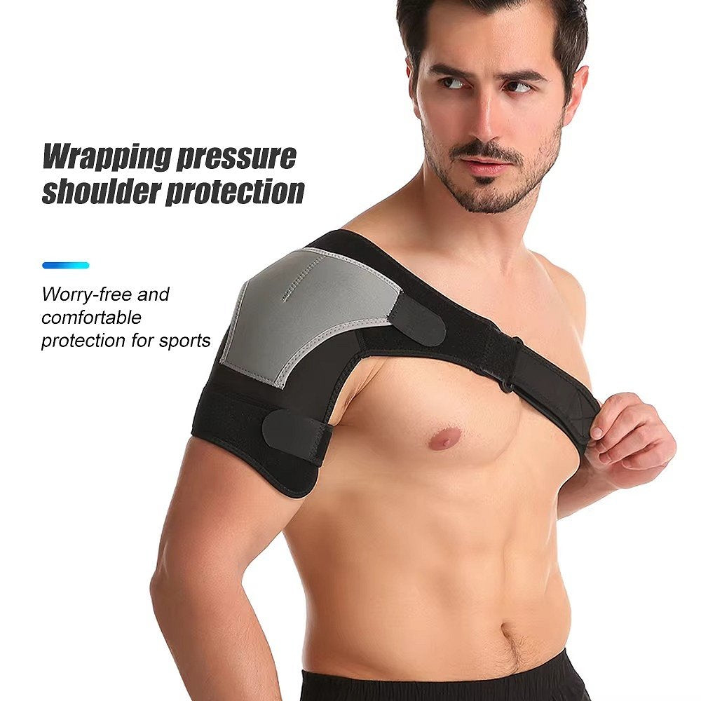 Belro Shoulder Brace in black, made of breathable material, designed for support and stability of the shoulder.