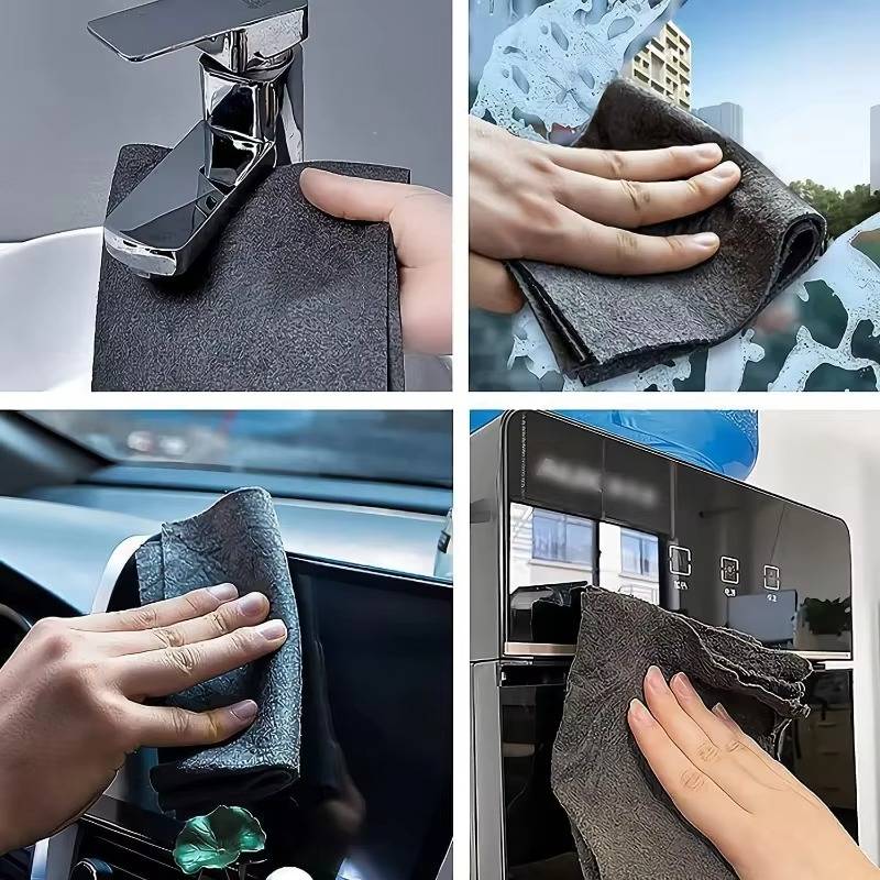 Set of 10 Belro microfiber cloths for windows, cars, and kitchen cleaning, soft and versatile for home and outdoor use.