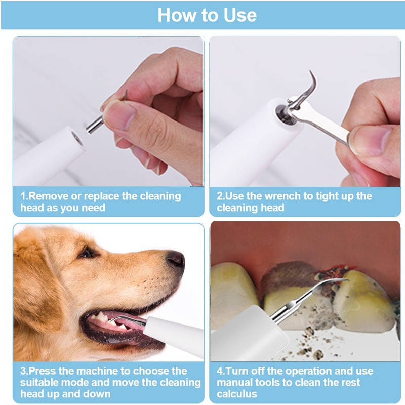 Belro Dog Plaque Tartar Calculus Remover for at-home oral care, showing a pet dental tool on a white background.