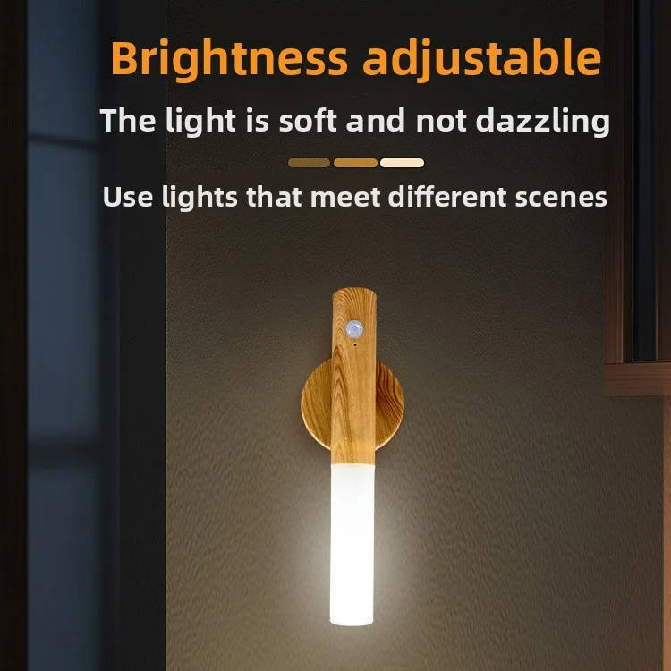 Belro plug-in motion sensor night light illuminated in a bedroom, providing automatic lighting at night in a modern bedroom setting.