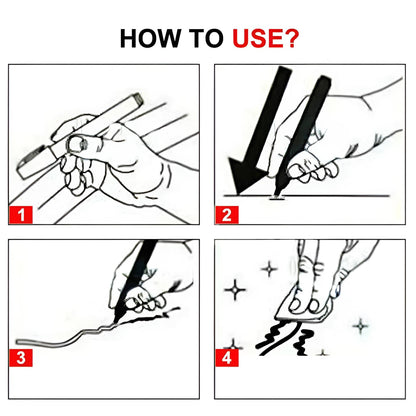 Belro Instant Scratch Removal Pen for home and garden decor, shown next to a wooden surface with minor scratches.