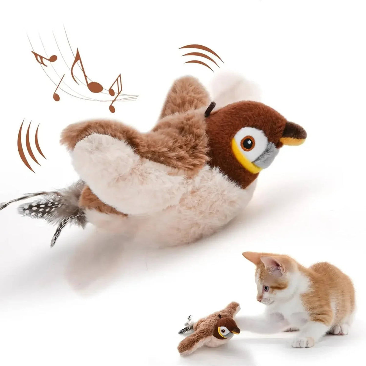 Belro interactive cat chase toy with colorful feathers and moving parts, designed to entertain and engage cats during playtime.