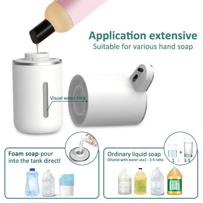 Belro touchless automatic soap dispenser for hands-free soap dispensing in the bath and body care setting.