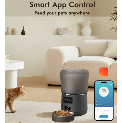 Belro automatic smart pet feeder for cats and dogs, with digital controls and food dispensing tray, ideal for pet feeding.