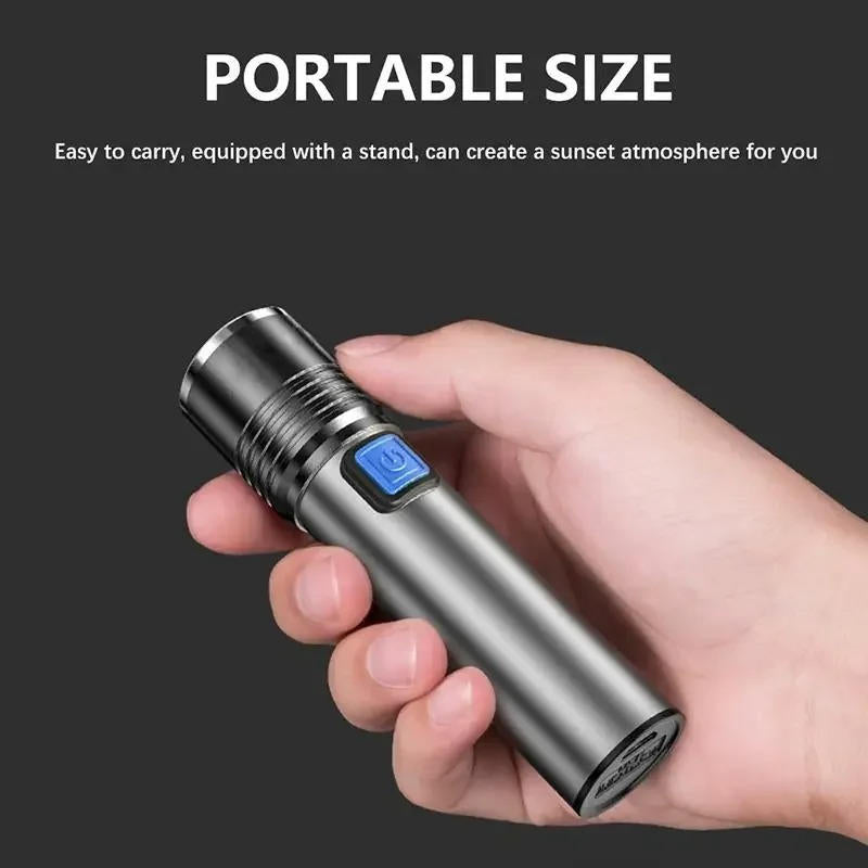 Black Belro flashlight emitting ultraviolet light, handheld electronic flashlight for detecting UV-reactive substances.
