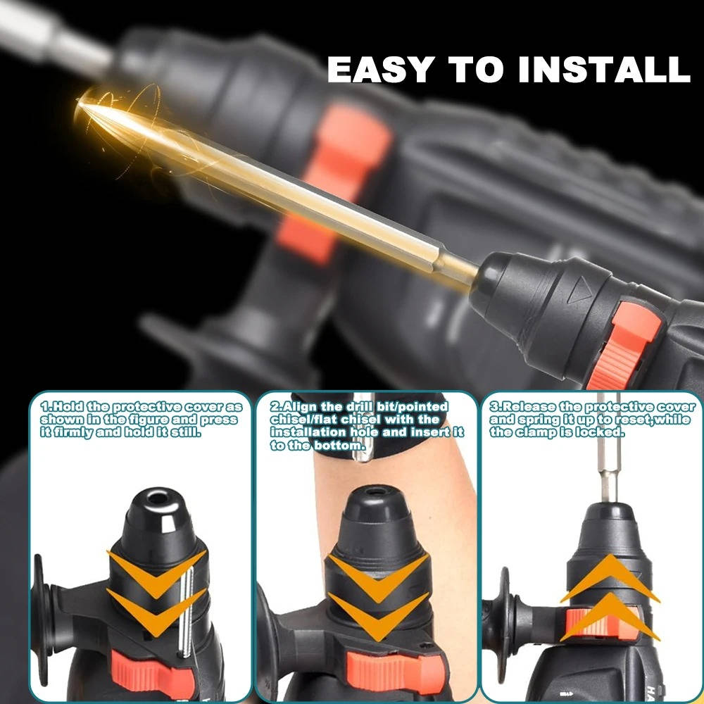 Belro brushless cordless rotary hammer drill with ergonomic handle and metal chuck for heavy-duty drilling tasks.