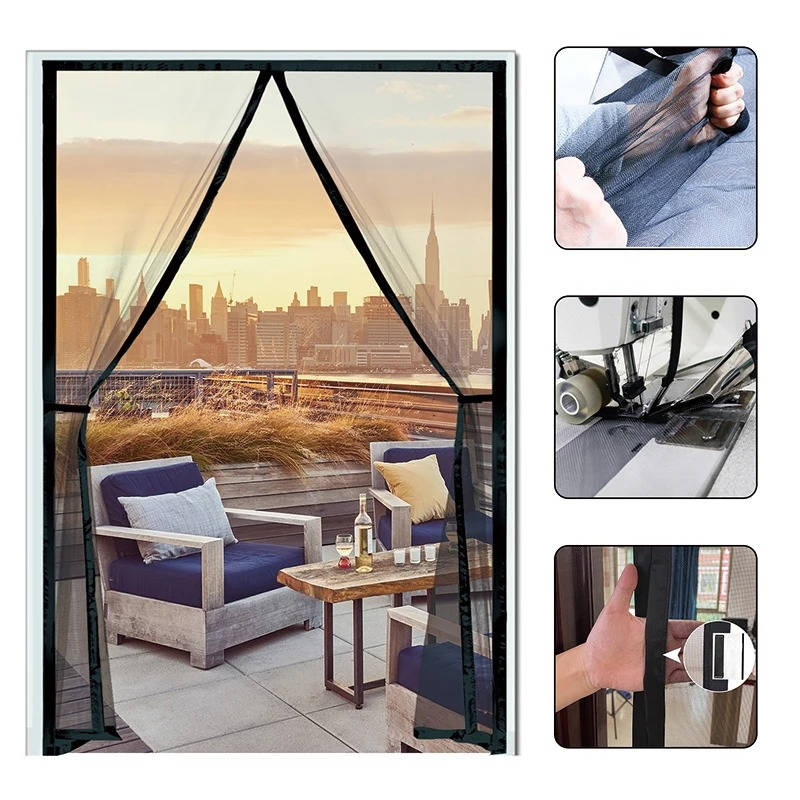 Belro magnetic screen door for men, custom sizes, showcasing the durable mesh and magnetic closure design.