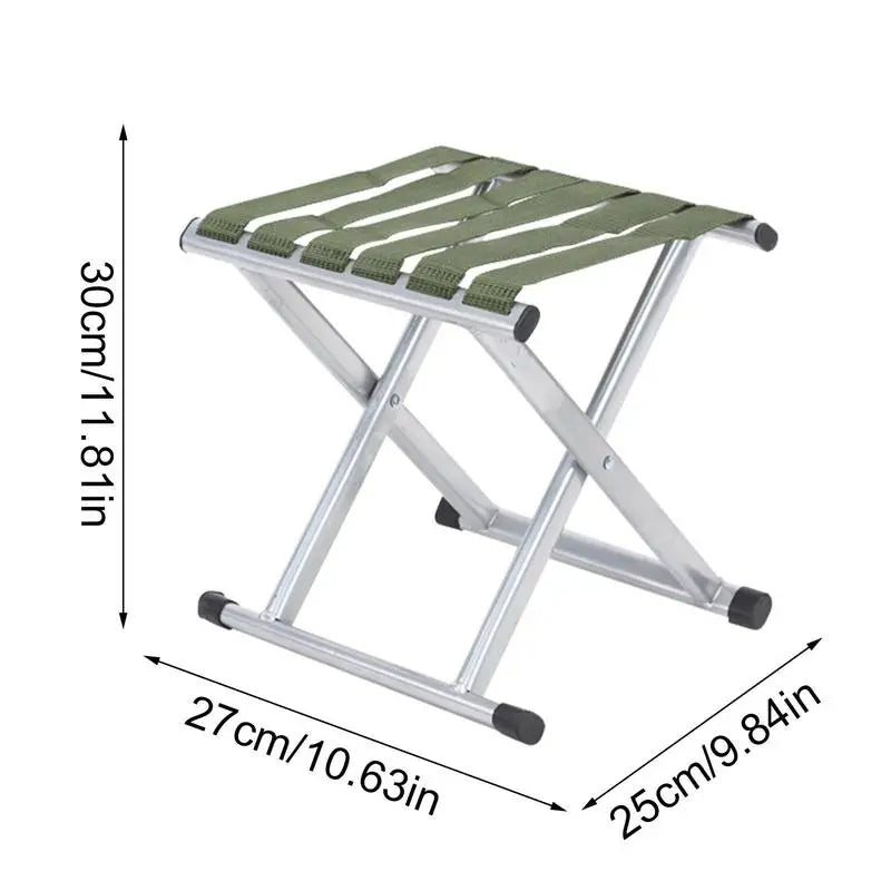 Belro portable camping folding stool with lightweight design, black fabric seat, and metal frame, ideal for outdoor use.