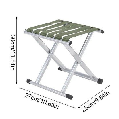 Belro portable camping folding stool with lightweight design, black fabric seat, and metal frame, ideal for outdoor use.