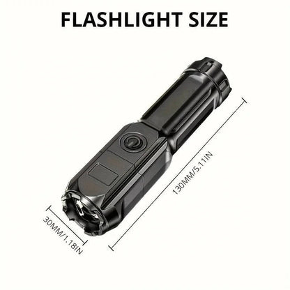 Belro rechargeable ultraviolet UV flashlight with zoomable lens, designed for men’s clothing inspection and UV detection.