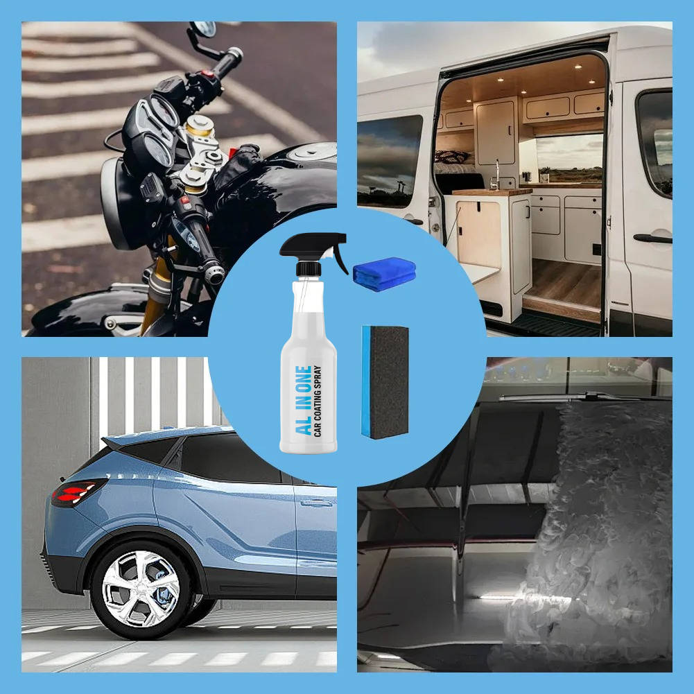 Belro All in One Car Coating Spray shown in a spray bottle, designed for easy application on vehicle surfaces for a glossy finish.