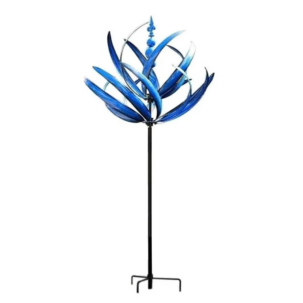 Belro metal wind spinner for garden decor with vibrant, rotating metal blades, adding movement and color to outdoor spaces.