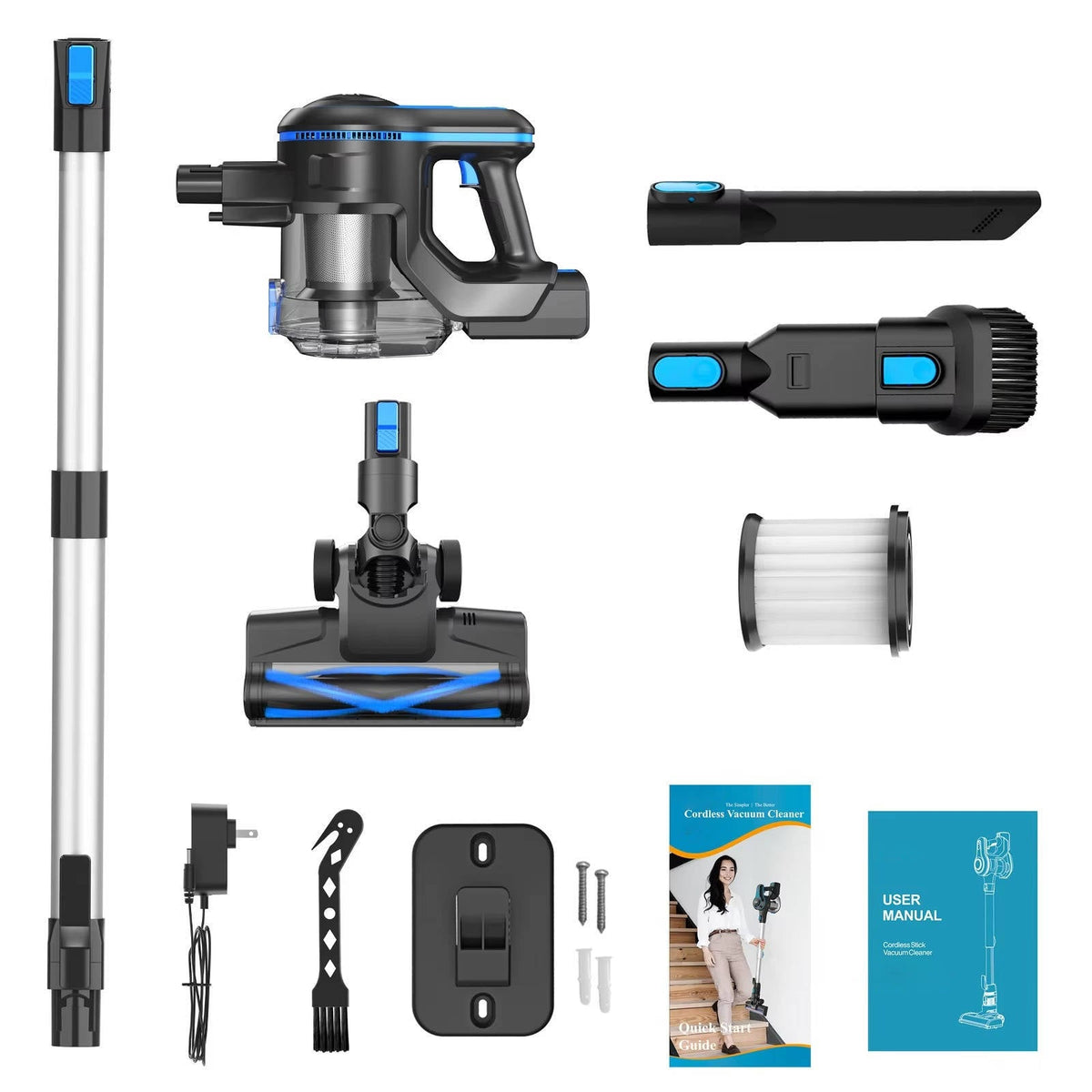 Belro cordless vacuum cleaner for home, compact design with dustbin and adjustable handle, ideal for efficient cleaning.