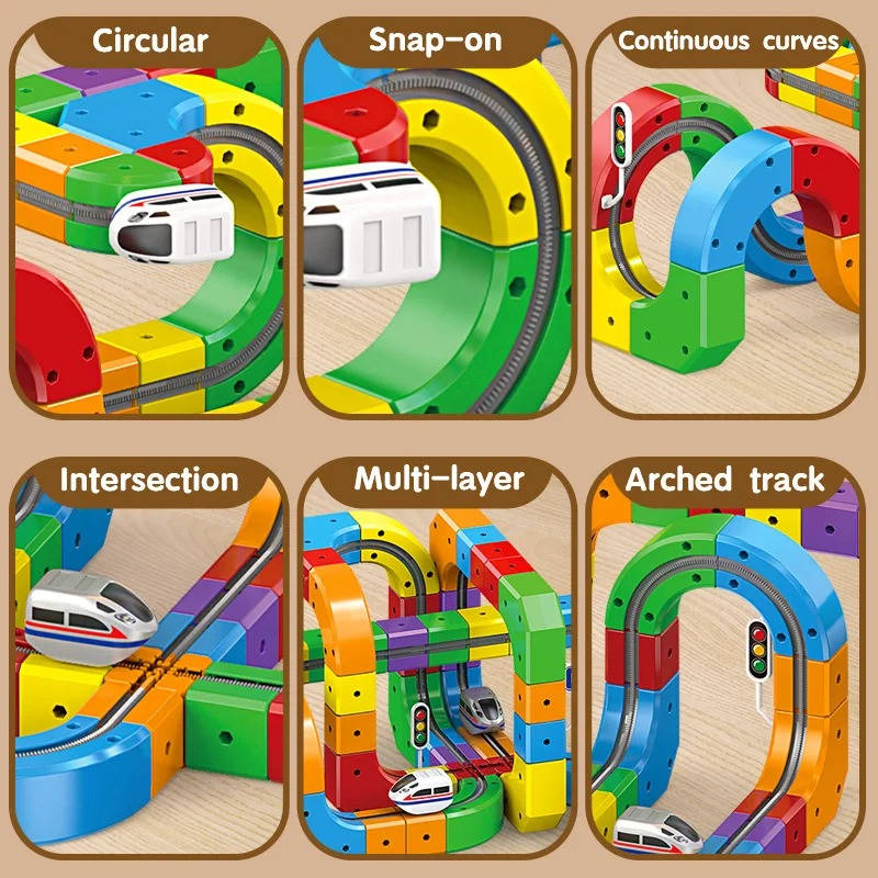 Belro Magnetic Train Track Toy with colorful train pieces and track set for imaginative play and learning.