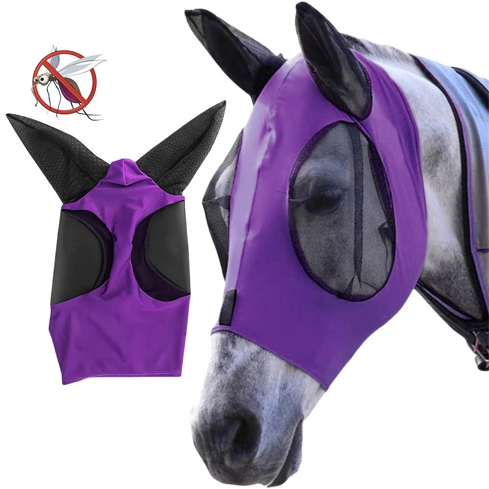 Belro horse fly mask with mesh covering, designed to protect horses from flies and insects outdoors.