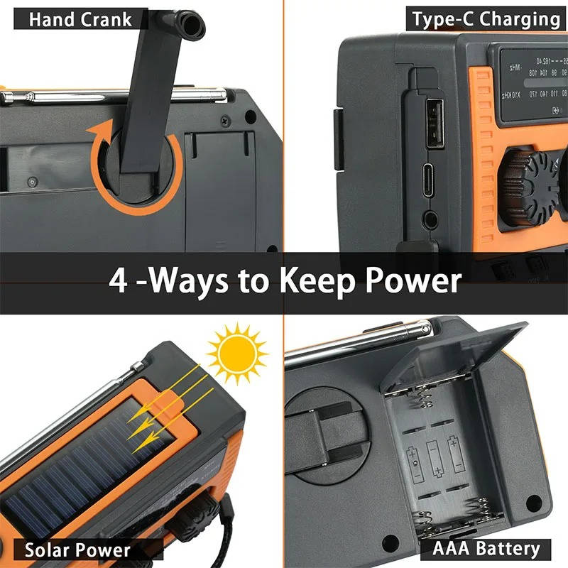 Belro solar hand crank emergency radio with digital display and AM/FM bands, portable electronics for outdoor survival.