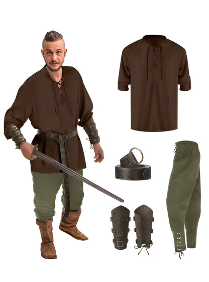 Men's medieval Halloween costume set by Belro featuring four detailed costume pieces for a themed party or event.