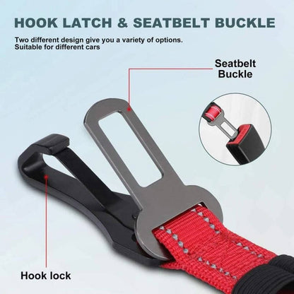 Belro dog car seat safety belt securely attached to vehicle seat, designed to keep your pet safe during car rides.