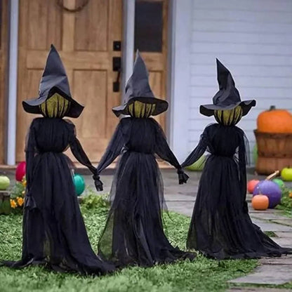 Belro Halloween decoration featuring a sound-activated hand holding a witch figure for indoor and outdoor spooky decor.
