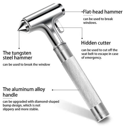 Belro automotive car safety hammer with a bright orange handle and metal tip, designed for emergency glass breaking and rescue.