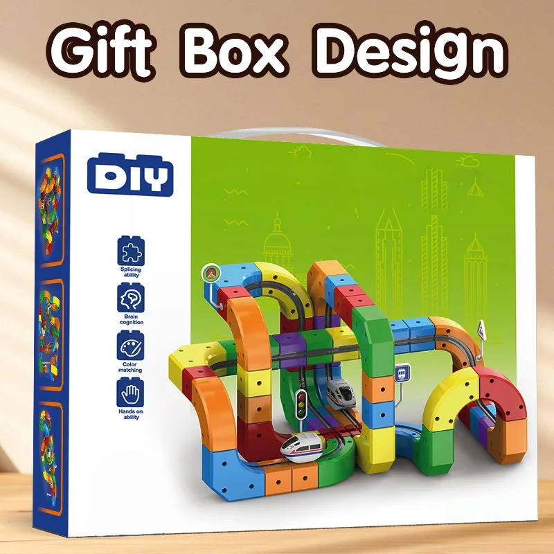 Belro magnetic train track toy with colorful train and track pieces, perfect for imaginative play and early childhood development.