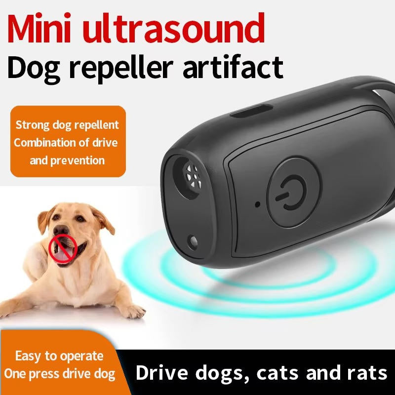 Belro ultrasonic dog repeller device with buttons and speaker for outdoor pest control in home and garden area.
