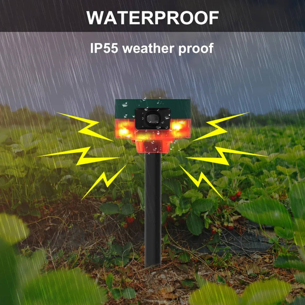 Belro 360-degree solar bird and pest repeller for pigeons, wild boar, rabbits, and deer in outdoor garden pest control.