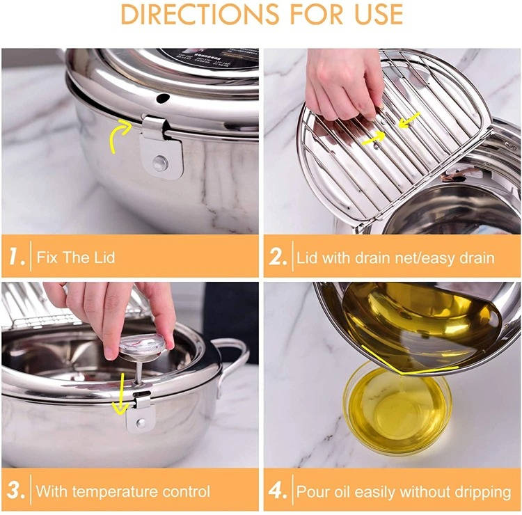 Belro Japanese deep frying pot for home kitchen, stainless steel with handle, ideal for frying and cooking traditional Japanese dishes.